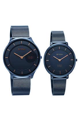 Buy TITAN Edge Pair 42.5 MM Blue Stainless Steel Analog Watch For