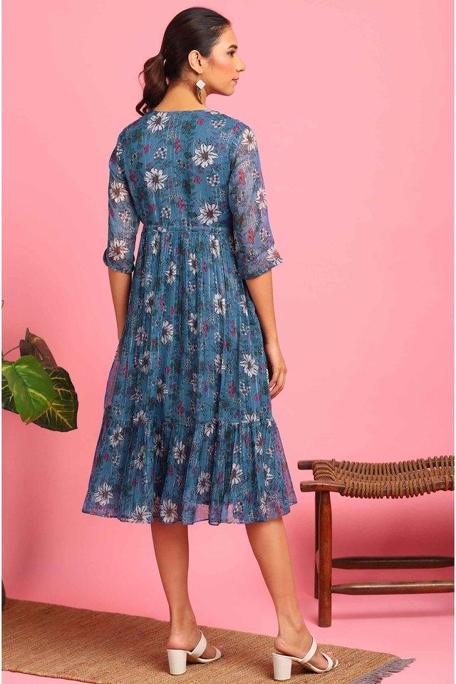 JANASYA -  Blue Ethnic Dresses - Main