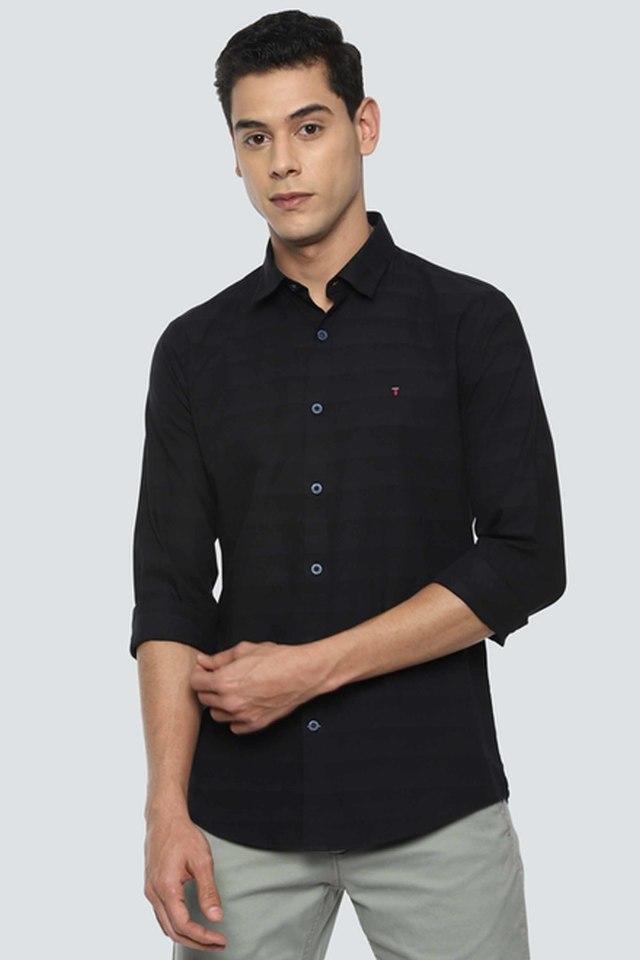 Buy LOUIS PHILIPPE SPORTS Black Stripes Cotton Super Slim Fit Mens Casual Shirt Shoppers Stop