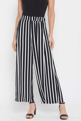 Buy Women Black Solid Regular Fit Parallel Trousers  Trousers for Women   Sassafrasin