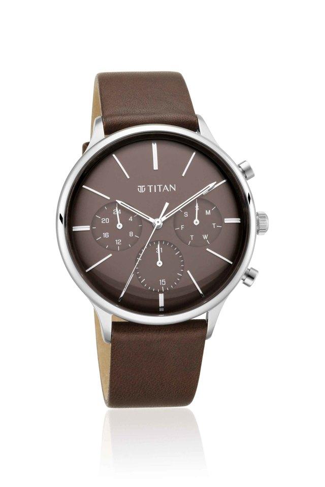 Buy TITAN Mens 42 x 48.5 mm Light Leathers IV Brown Dial Leather Analogue Watch 90134SL02 Shoppers Stop