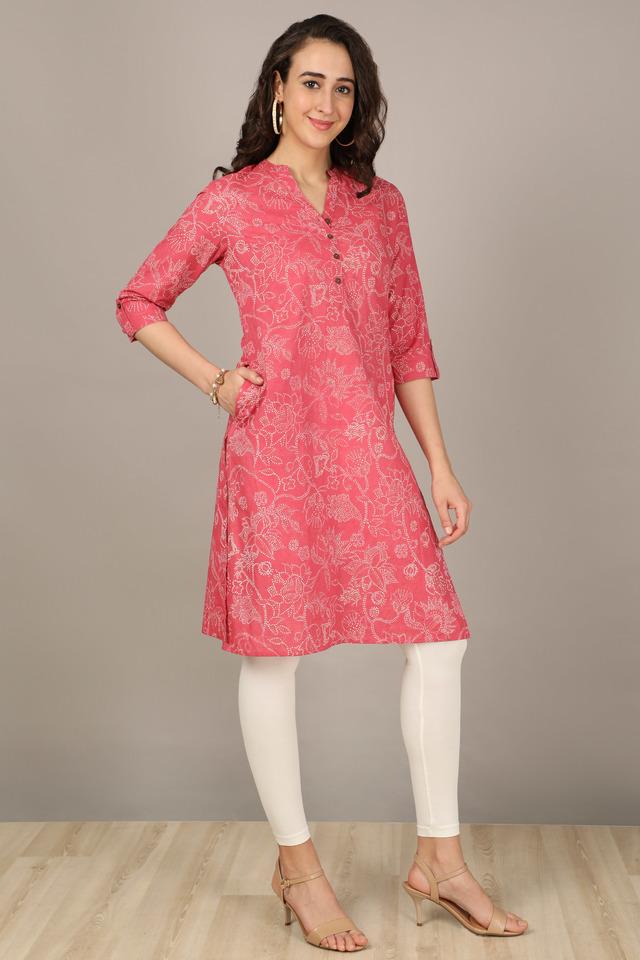 Buy HRINKAR Solid Printed Casual Knee Length Prints with Solid Contrasts  Pure Cotton Kurtis (2 Kurtas per Pack) at Amazon.in