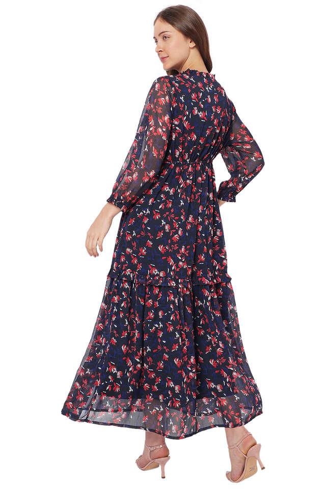 Buy VERO MODA Printed Polyester Round Neck Women's Maxi Dress