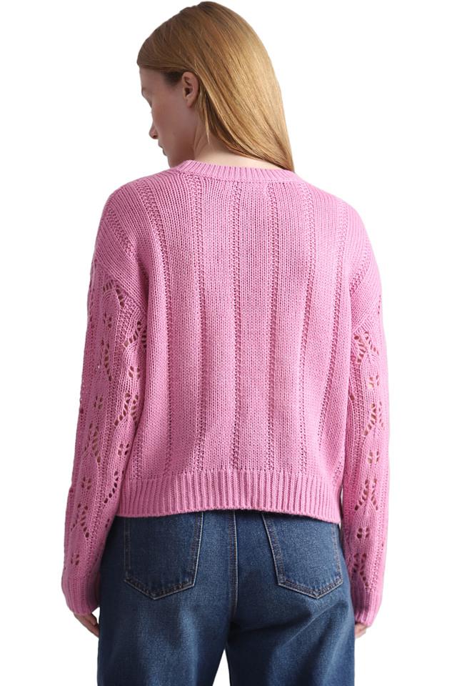 Solid Round Neck Acrylic Women's Casual Wear Sweater