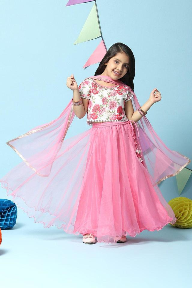 Buy BIBA GIRLS Pink Printed Cotton Regular Fit Girls Lehenga Choli Set Shoppers Stop