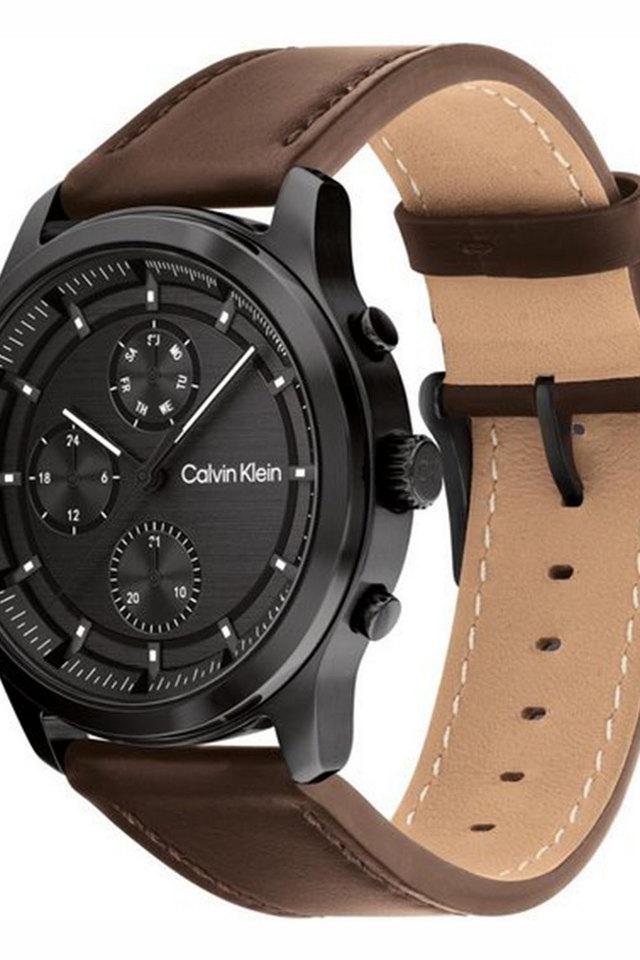 Calvin klein watch shop brown leather strap