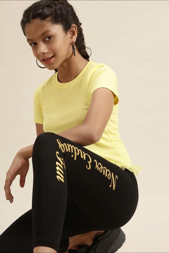 Buy FOREVER 21 Women Black & Yellow Printed Leggings - Leggings for Women  7759897 | Myntra