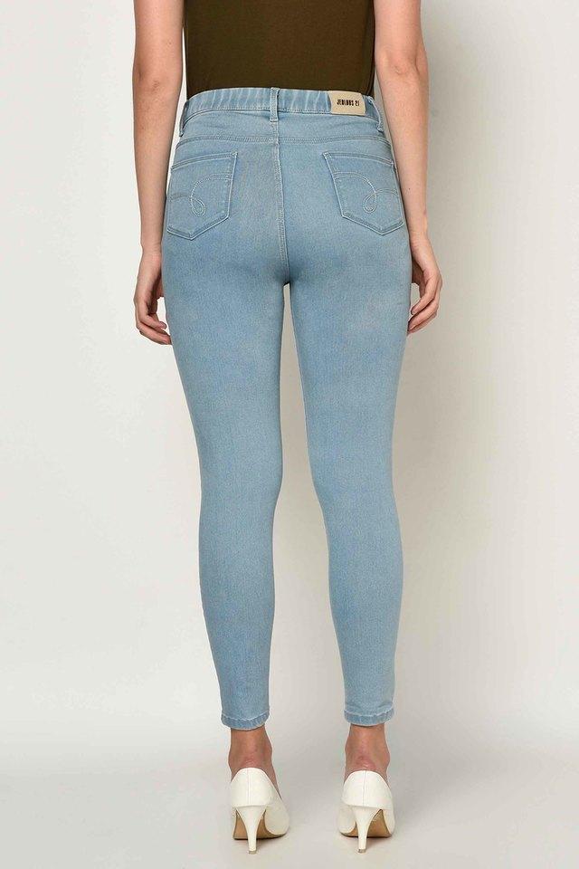 High-Waist Skinny Fit Ankle-Length Jeggings