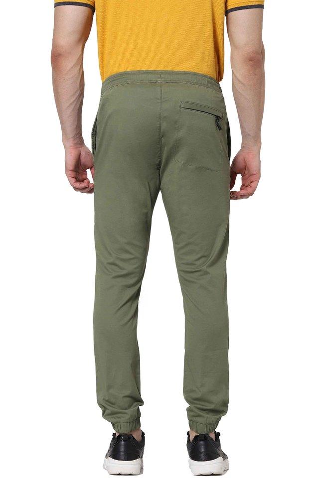 Buy Green Basic Cotton Trousers Online - Aurelia