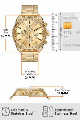 Mens 49 mm Spiked Gold Dial Stainless Steel Chronograph Watch DZ4608