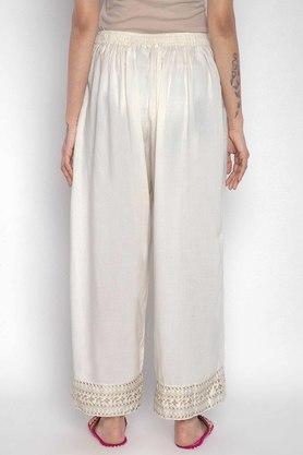 White Rayon Flared Plazoo Pant Work Wear