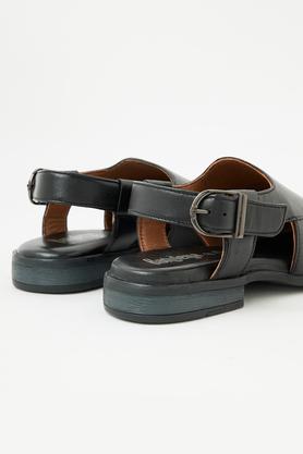 Buy BANDEYA Black Genuine Leather Buckle Men's Sandals