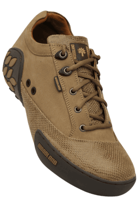 Woodland men's cheap khaki leather sneakers