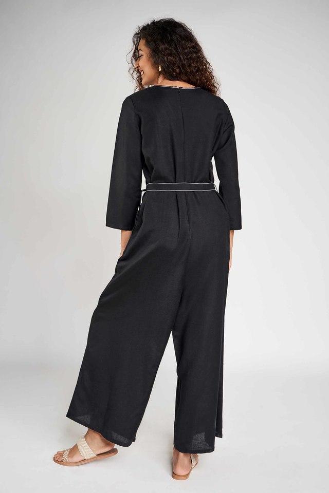 Black three quarter store jumpsuit