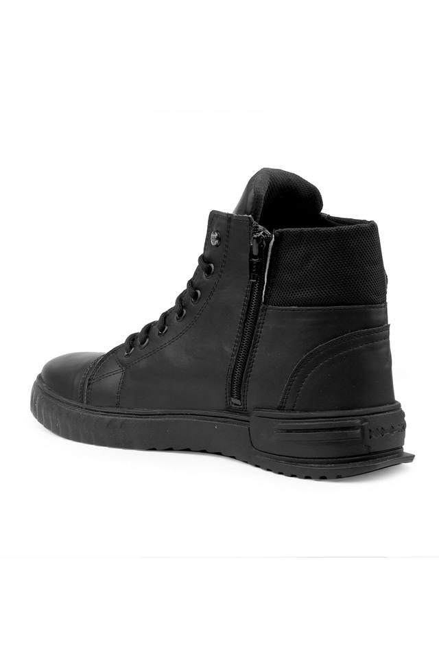 Buy WOAKERS Black Synthetic Leather Lace Up Mens Casual Shoes