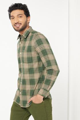 Olive green best sale check shirt