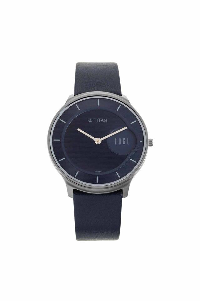 Buy TITAN Mens Edge Baseline Blue Dial Leather Analogue Watch