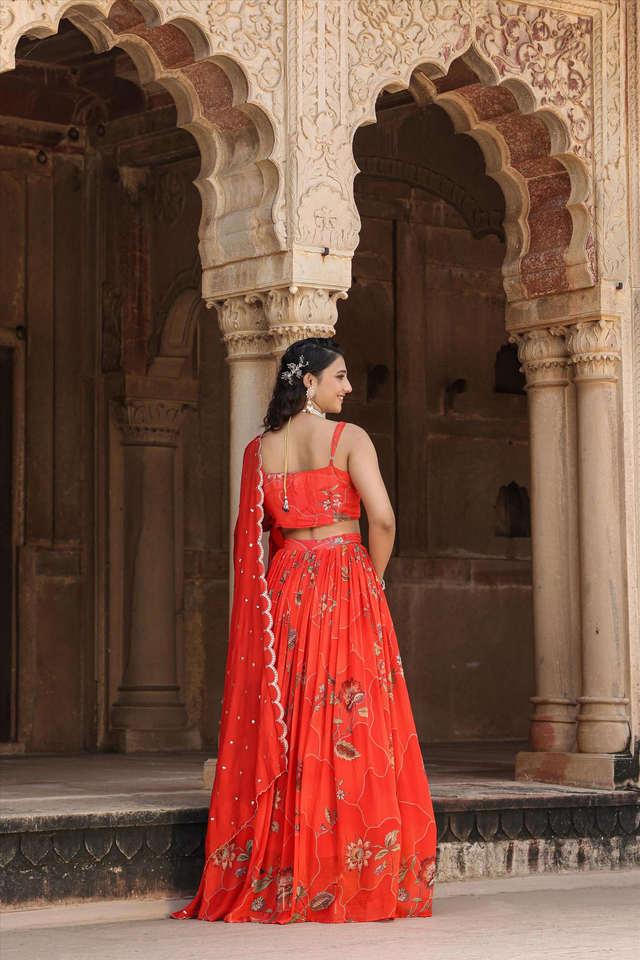 Give those long and flowy lehengas a break! Show off your legs in these  cute knee length lehengas!