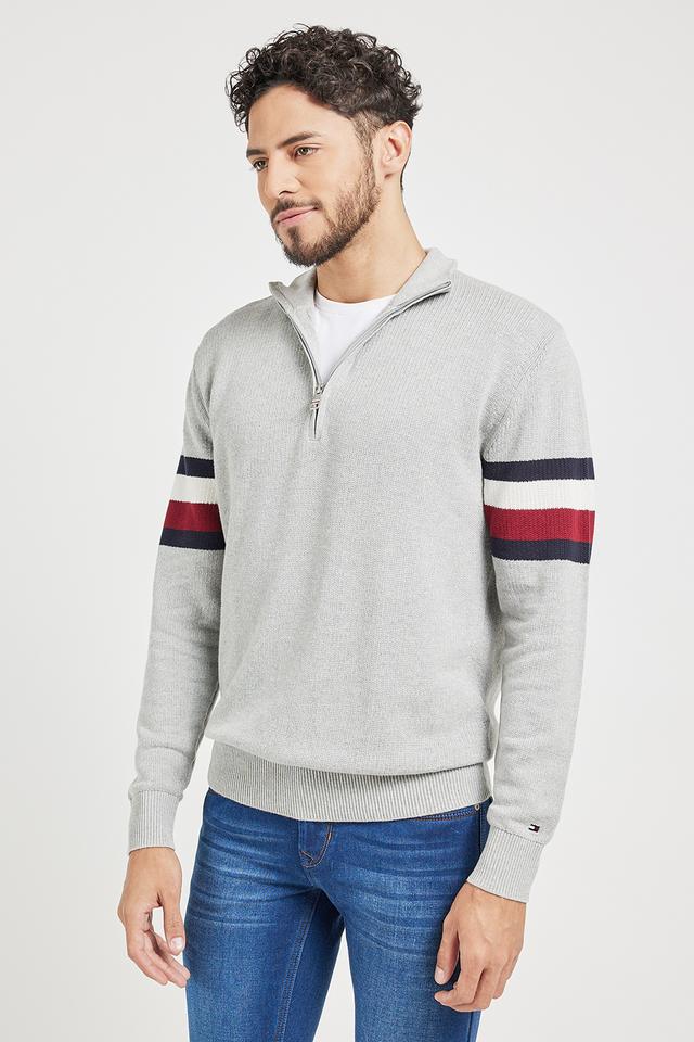 Buy TOMMY HILFIGER Solid Cotton Collared Men s Sweater Shoppers Stop