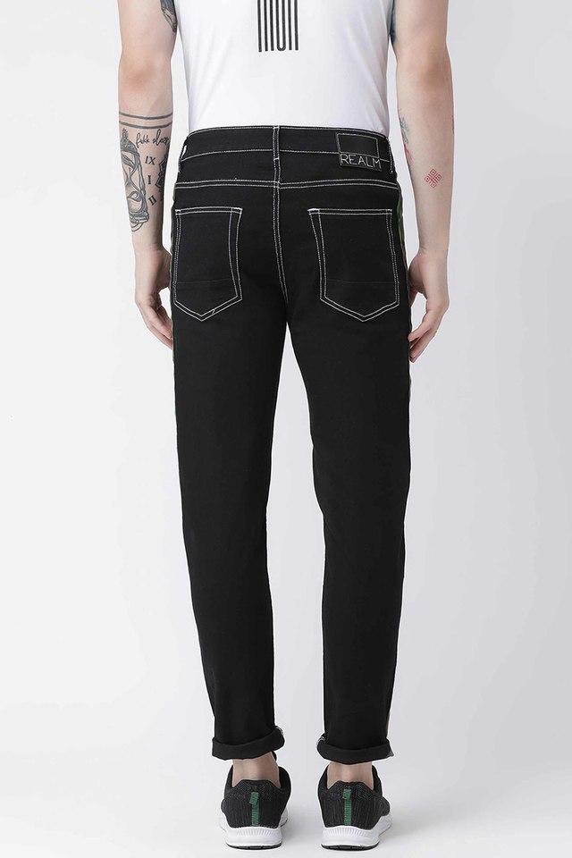 Buy REALM Black Dark Tone Wash Denim Skinny Fit Mens Jeans