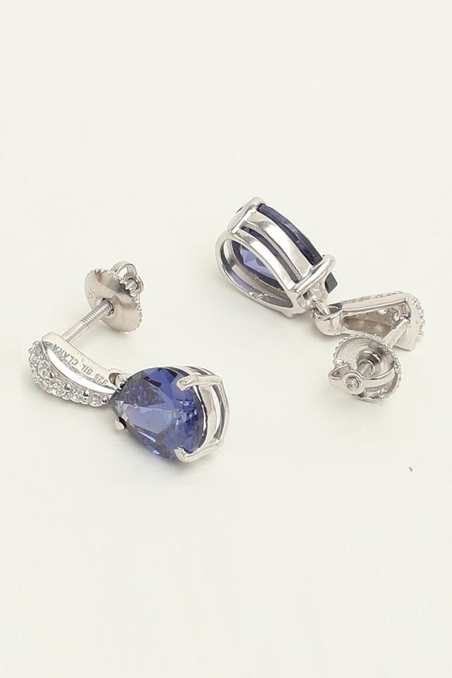 Buy CLARA 925 Sterling Silver Rhodium Plated Royal Blue Tear Drop