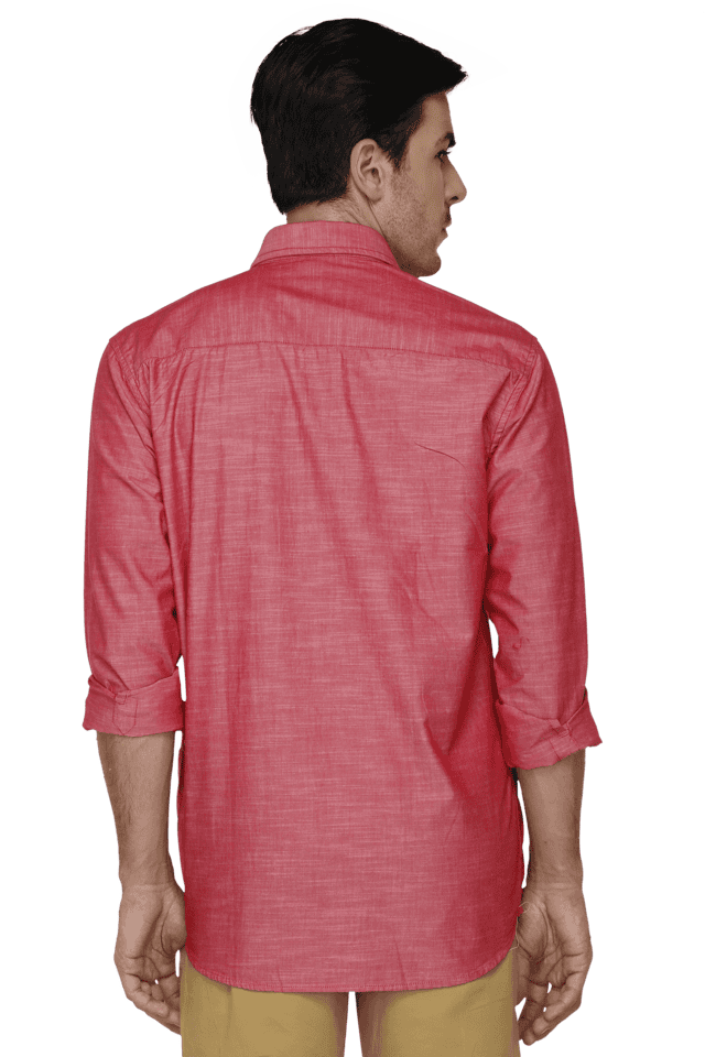 Buy IZOD Red Mens Full Sleeves Slim Fit Solid Casual Shirt