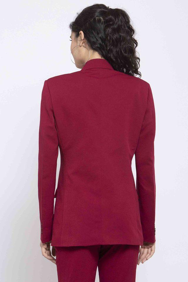 Solid Round Neck Viscose Womens Casual Blazer