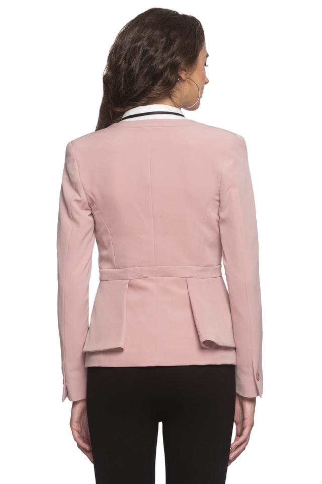 Buy VAN HEUSEN Pink Womens Collared Solid Blazer Shoppers Stop