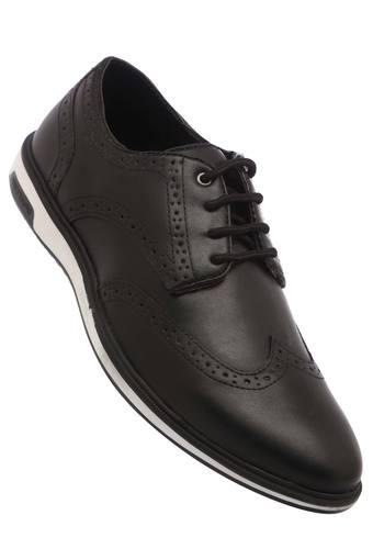 red tape black leather shoes