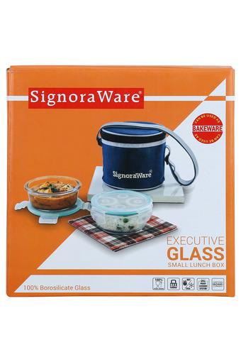 signoraware executive glass lunch box with bag