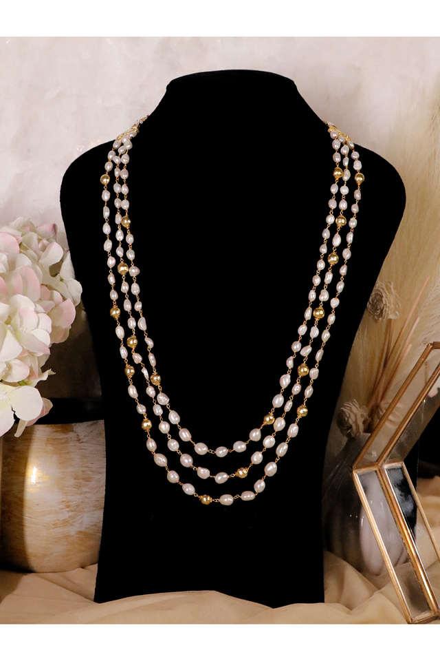 Gold Finish Polki & Shell Pearl Necklace Design by Paisley Pop at Pernia's  Pop Up Shop 2024