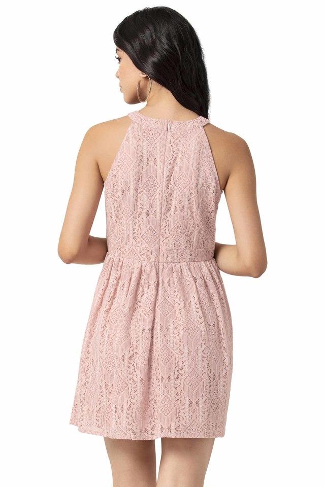 Pink lace shop halter dress