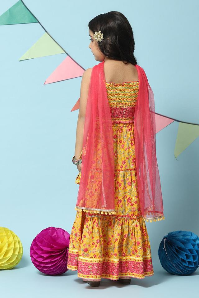 Shae by SASSAFRAS Mustard Yellow Bandhani Printed Cotton Ready to Wear  Lehenga & Choli - Absolutely Desi