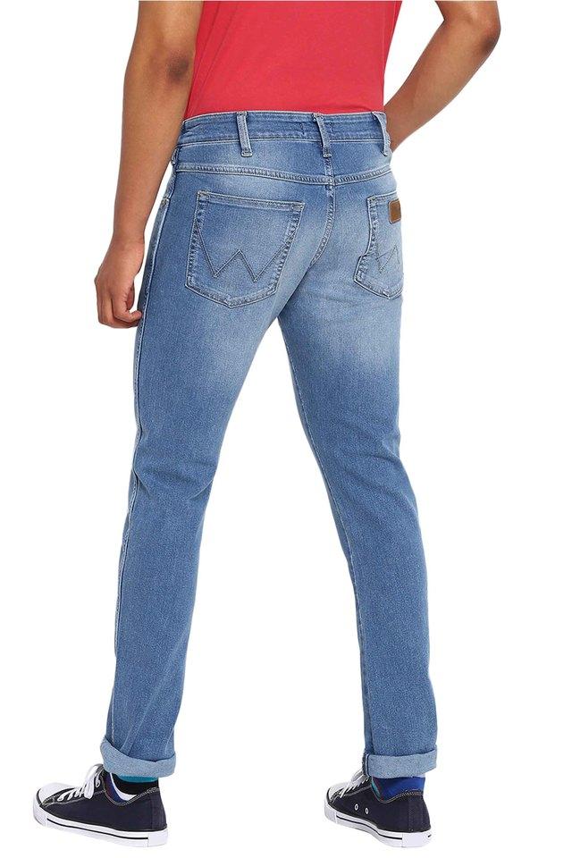 Buy WRANGLER Light Blue Light Tone Wash Cotton Regular Fit Men's Jeans |  Shoppers Stop