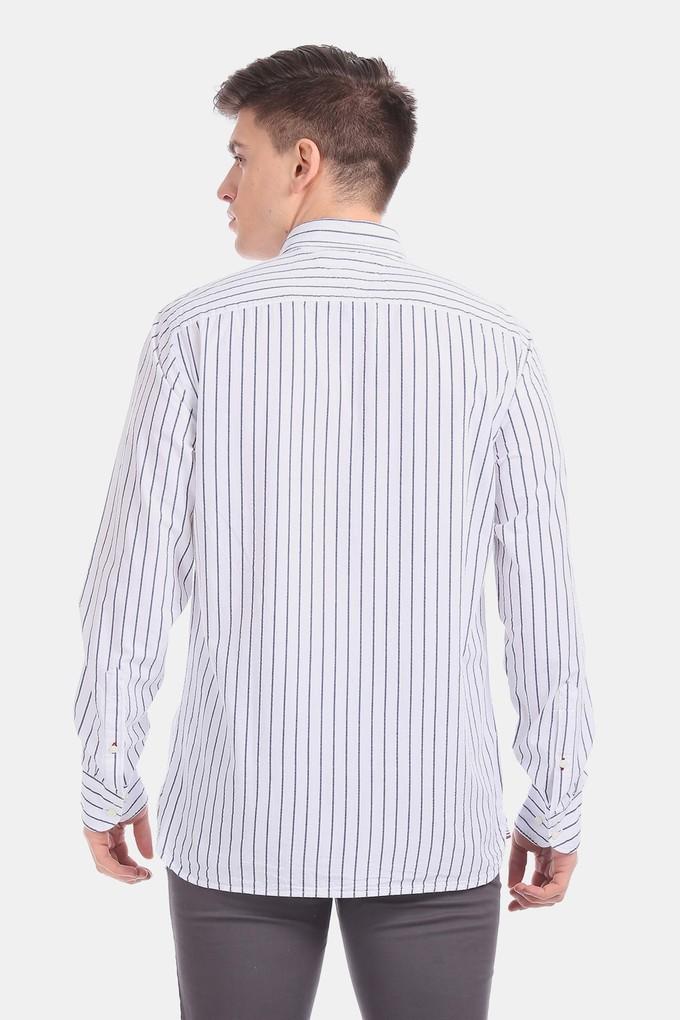 Buy TOMMY HILFIGER Blue Mens White Bold Seersucker Stripe Casual