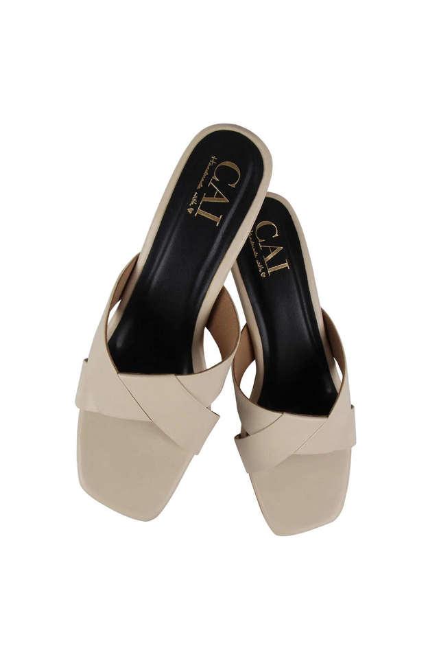 Buy CAI Natural PU Slipon Women s Party Wear Open Toes Sandals