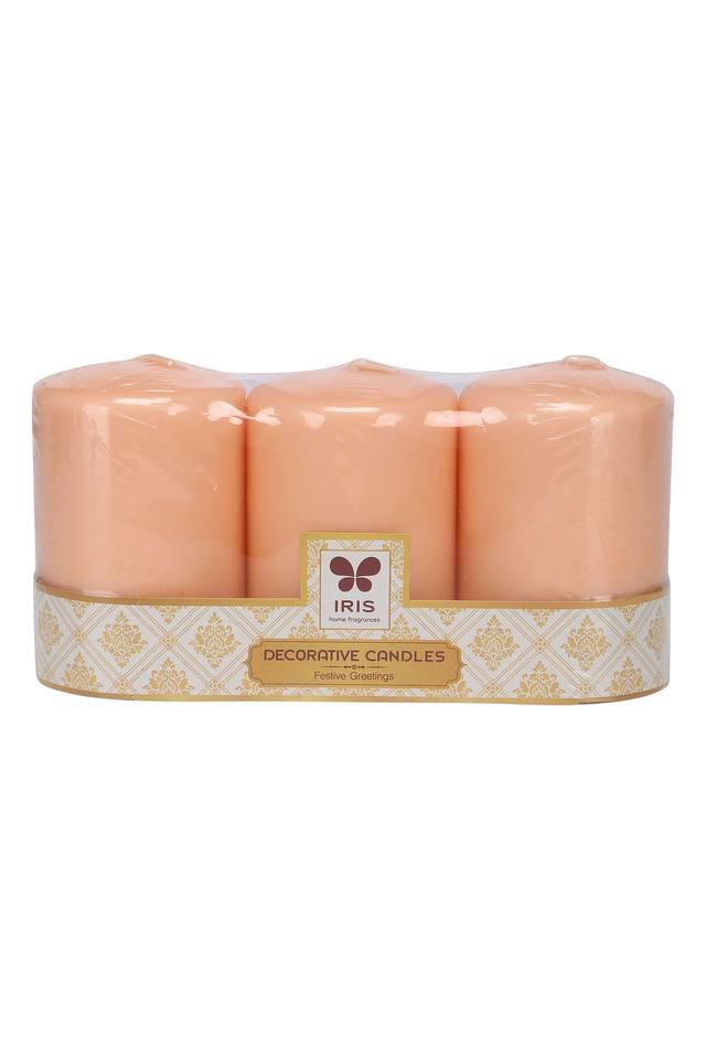 Buy IRIS Cylindrical Aromatic Pillar Candle Set of 3 Shoppers Stop