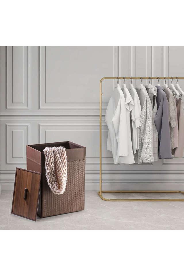 Buy SPREAD Leatherite Laundry Basket With Easy Open Lid & Corner Design