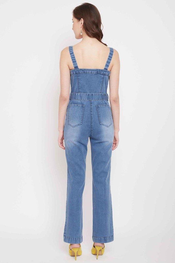 Madewell denim ruffle strap 2024 jumpsuit