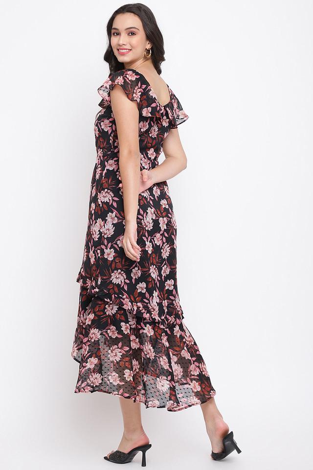 Floral Polyester Round Neck Women s Maxi Dress