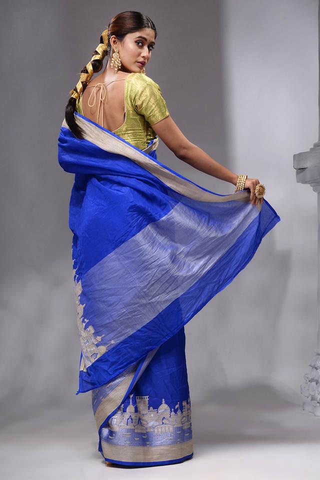 HOUSE OF BEGUM -  Royal Blue Saree - Main