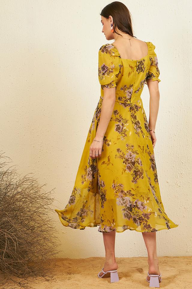 Yellow maxi hot sale chiffon dress