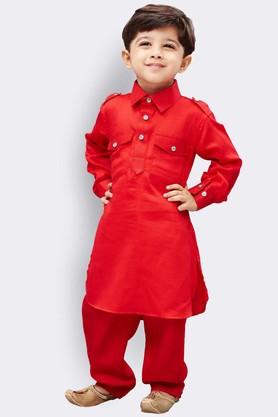 VASTRAMAY - Red Kurta Pyjama Set - 1