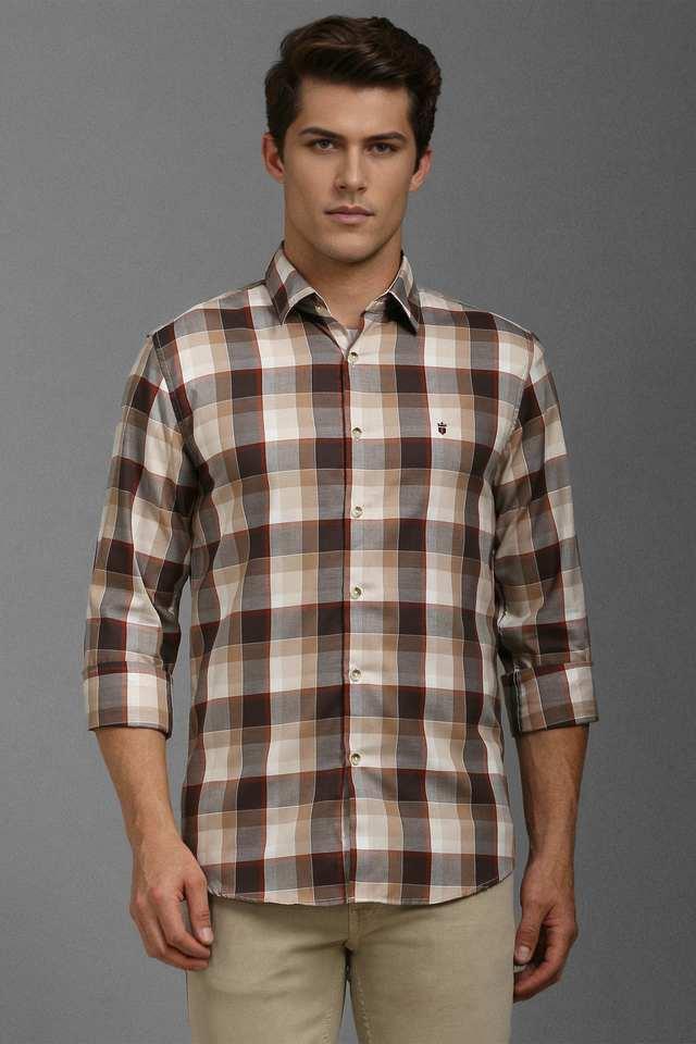 Buy LOUIS PHILIPPE SPORTS Natural Checks Cotton Super Slim Fit Men s Casual Wear Shirt Shoppers Stop