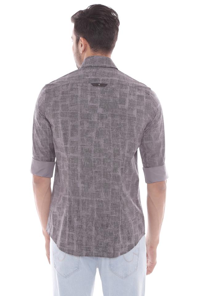 Buy CALVIN KLEIN JEANS Grey Mens Slim Fit Printed Shirt | Shoppers Stop