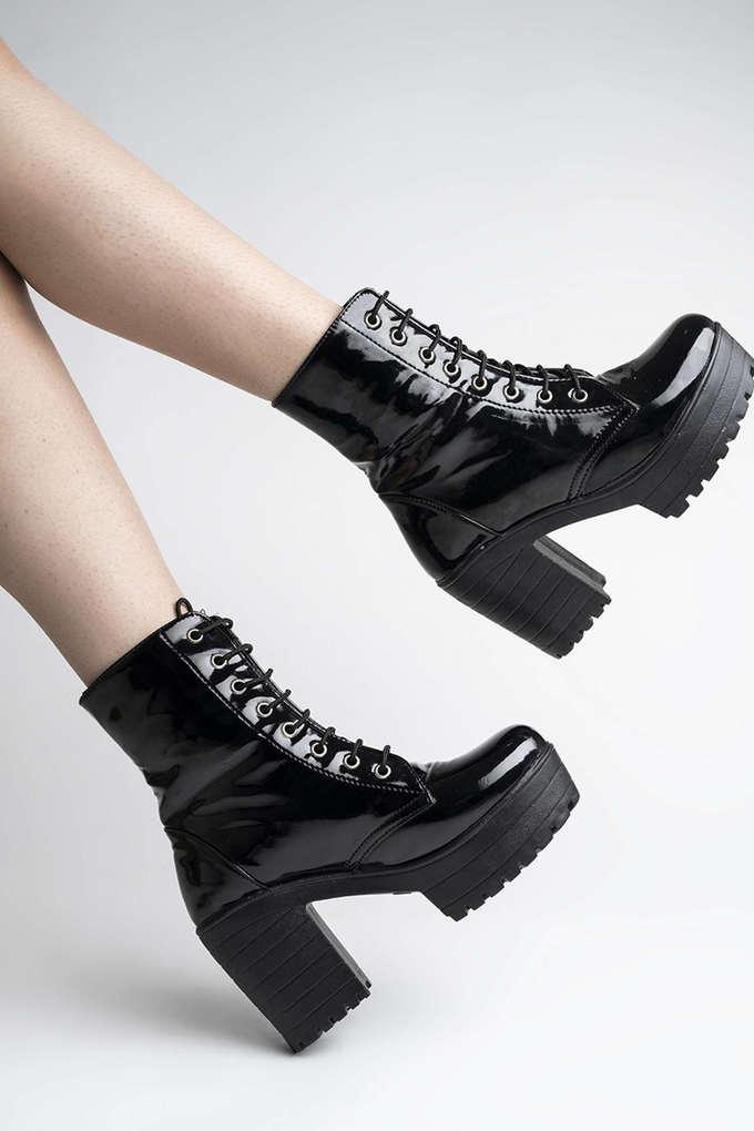 Girls black lace up on sale boots