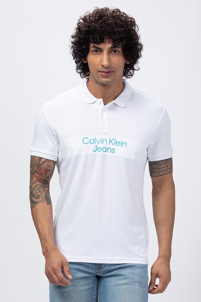 Calvin klein white polo deals t shirt