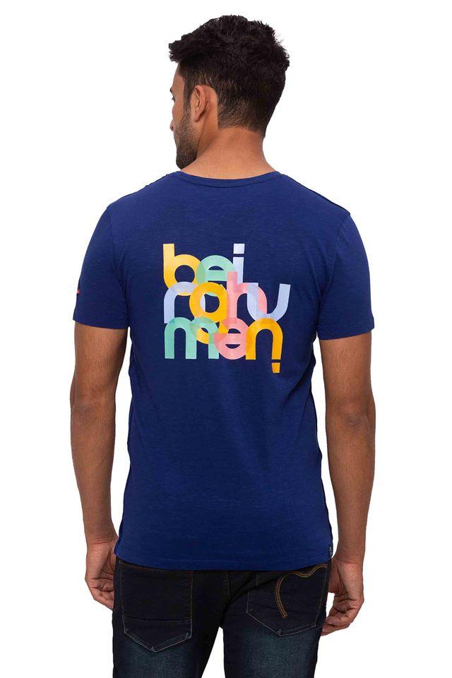 Buy BEING HUMAN Navy Solid Fit Mens T Shirt Shoppers Stop