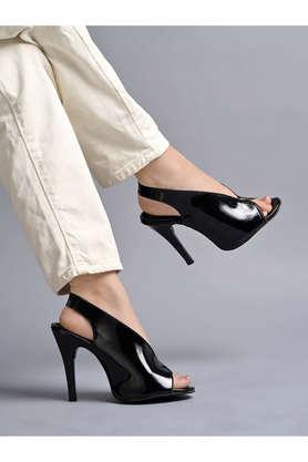 Black and white discount open toe heels