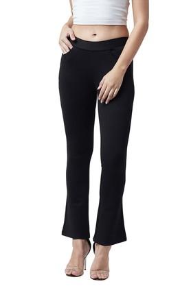 Buy DEVIS Black Womens Black Viscose Rayon Bootcut Jeggings